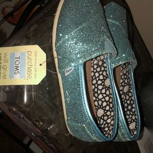 Blue sparkly toms size 7.5 brand new with tags